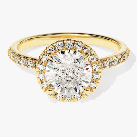 Brilliant Halo Round Moissanite Engagement Ring