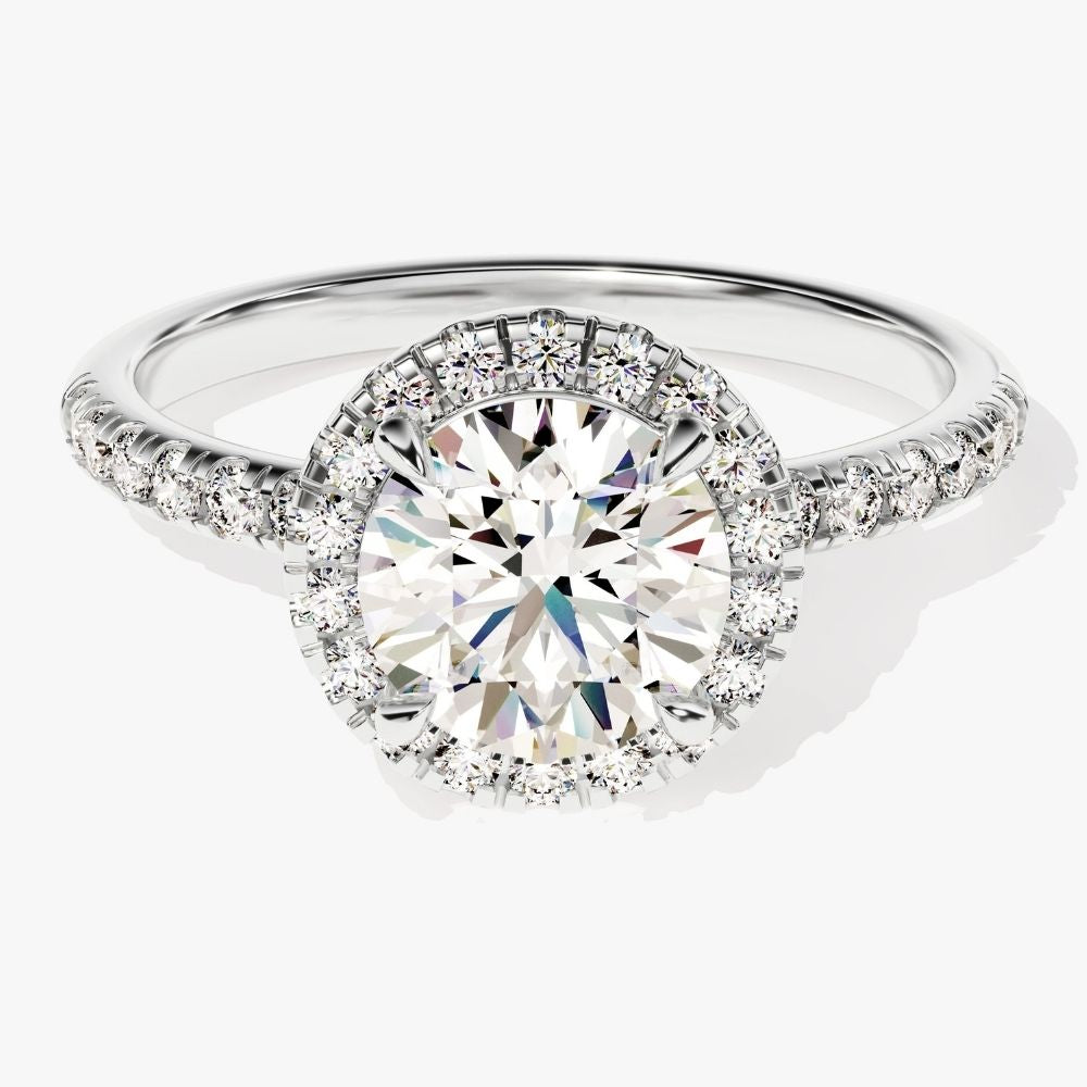 Brilliant Halo Round Moissanite Engagement Ring