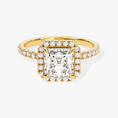 Load image into Gallery viewer, Brilliant Halo Asscher Cut Moissanite Engagement Ring with Pave Band
