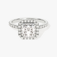 Load image into Gallery viewer, Brilliant Halo Asscher Cut Moissanite Engagement Ring with Pave Band
