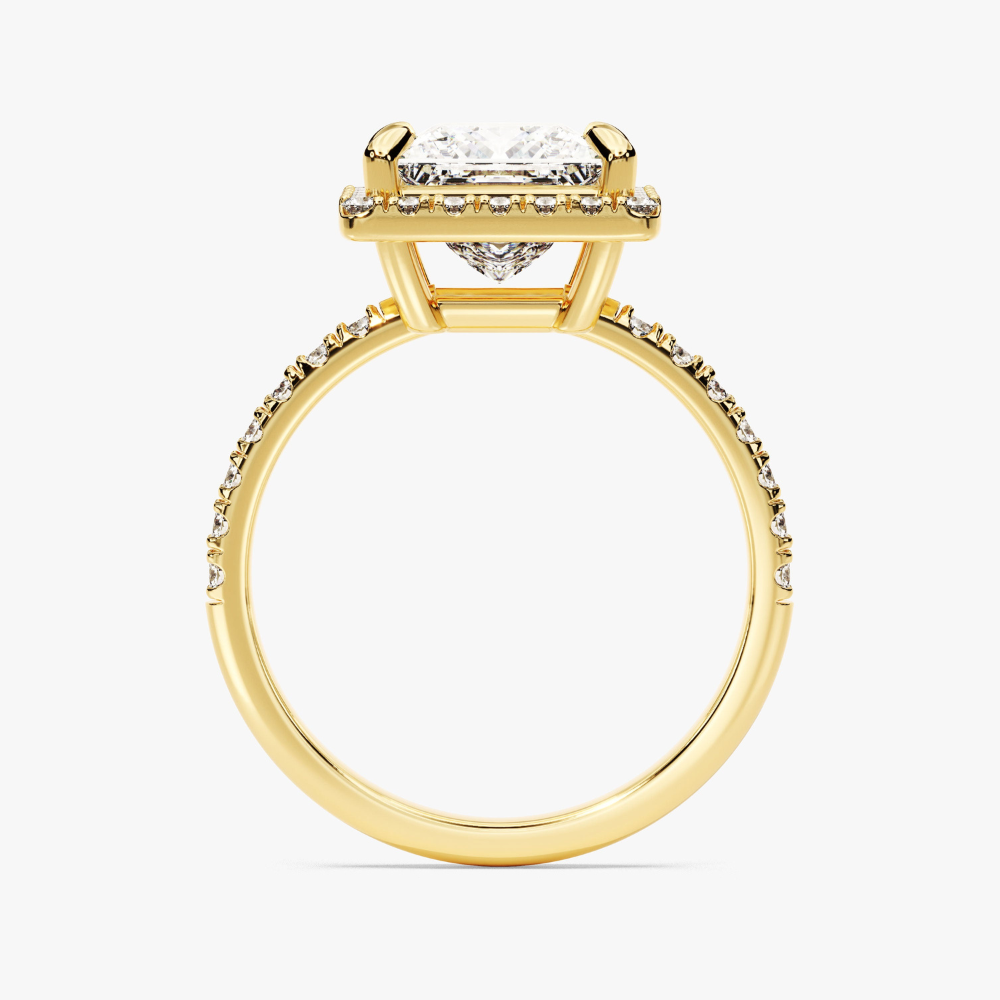 Brilliant Halo Princess Cut Moissanite Engagement Ring