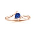 Bypass Pear Cut Lab-Created Sapphire Solitaire Promise Ring