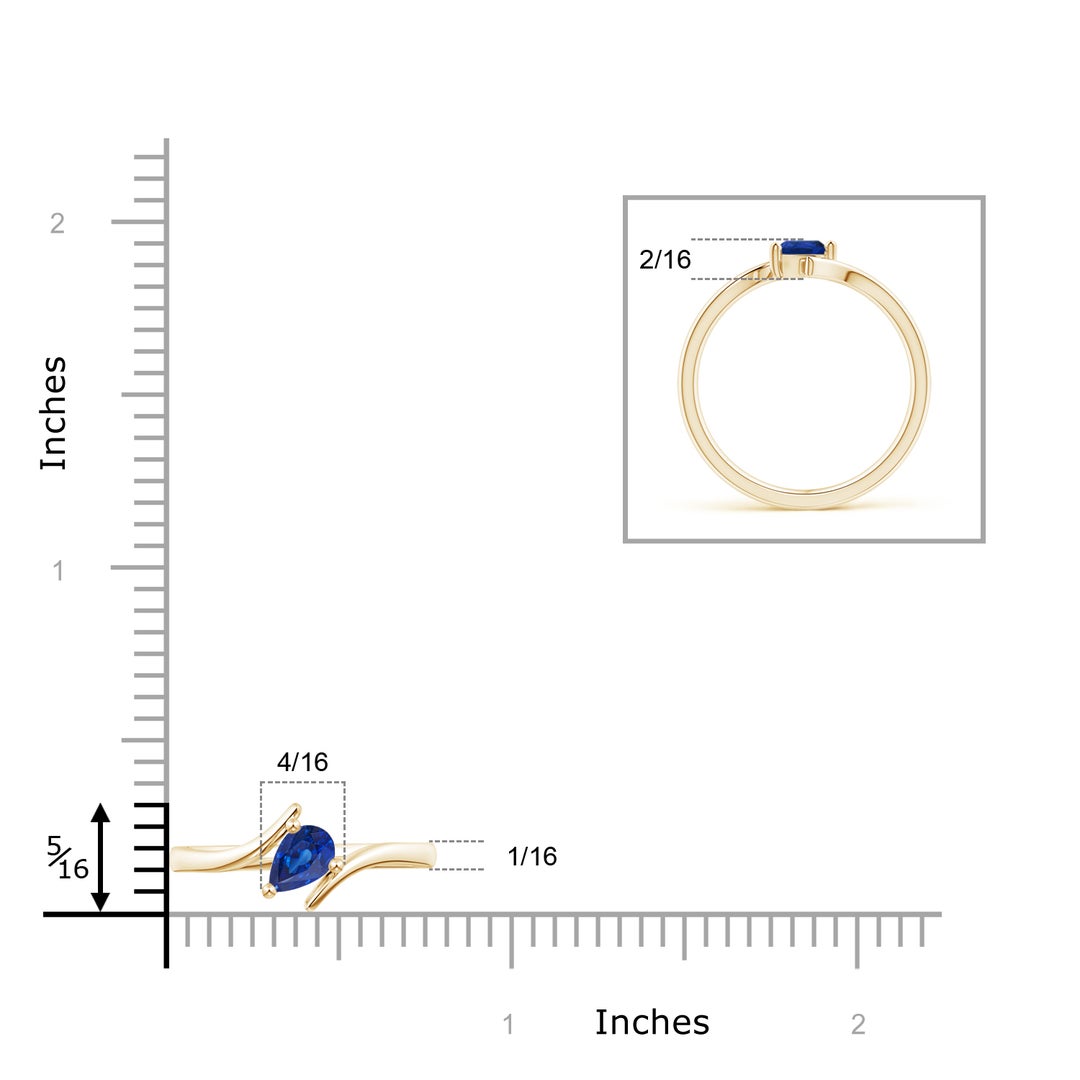 Bypass Pear Cut Lab-Created Sapphire Solitaire Promise Ring
