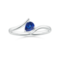Bypass Pear Cut Lab-Created Sapphire Solitaire Promise Ring
