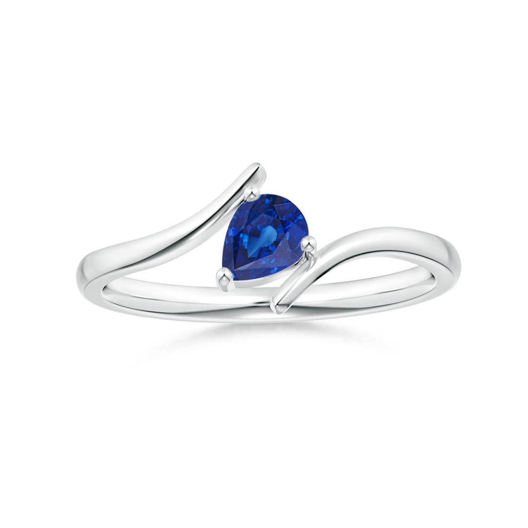 Bypass Pear Cut Lab-Created Sapphire Solitaire Promise Ring