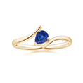 Bypass Pear Cut Lab-Created Sapphire Solitaire Promise Ring