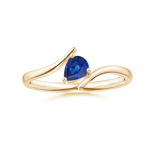 Bypass Pear Cut Lab-Created Sapphire Solitaire Promise Ring
