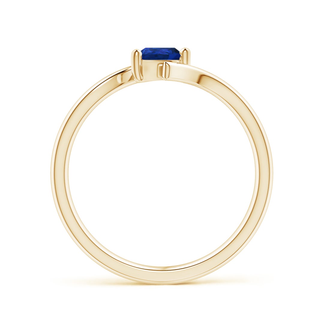 Bypass Pear Cut Lab-Created Sapphire Solitaire Promise Ring