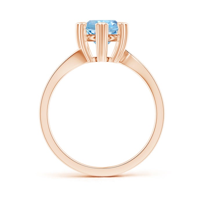 Bypass Round Aquamarine with Heart-Shaped Prongs Engagement Ring