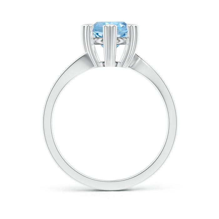 Bypass Round Aquamarine with Heart-Shaped Prongs Engagement Ring