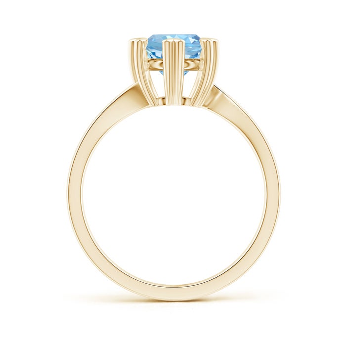 Bypass Round Aquamarine with Heart-Shaped Prongs Engagement Ring