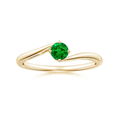 Bypass Round Cut Lab-Created Emerald Solitaire Promise Ring