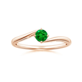 Bypass Round Cut Lab-Created Emerald Solitaire Promise Ring