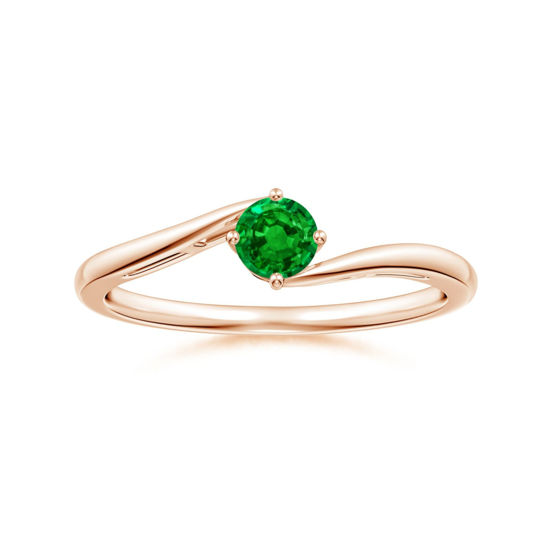 Bypass Round Cut Lab-Created Emerald Solitaire Promise Ring