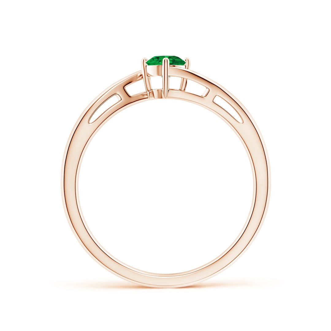 Bypass Round Cut Lab-Created Emerald Solitaire Promise Ring