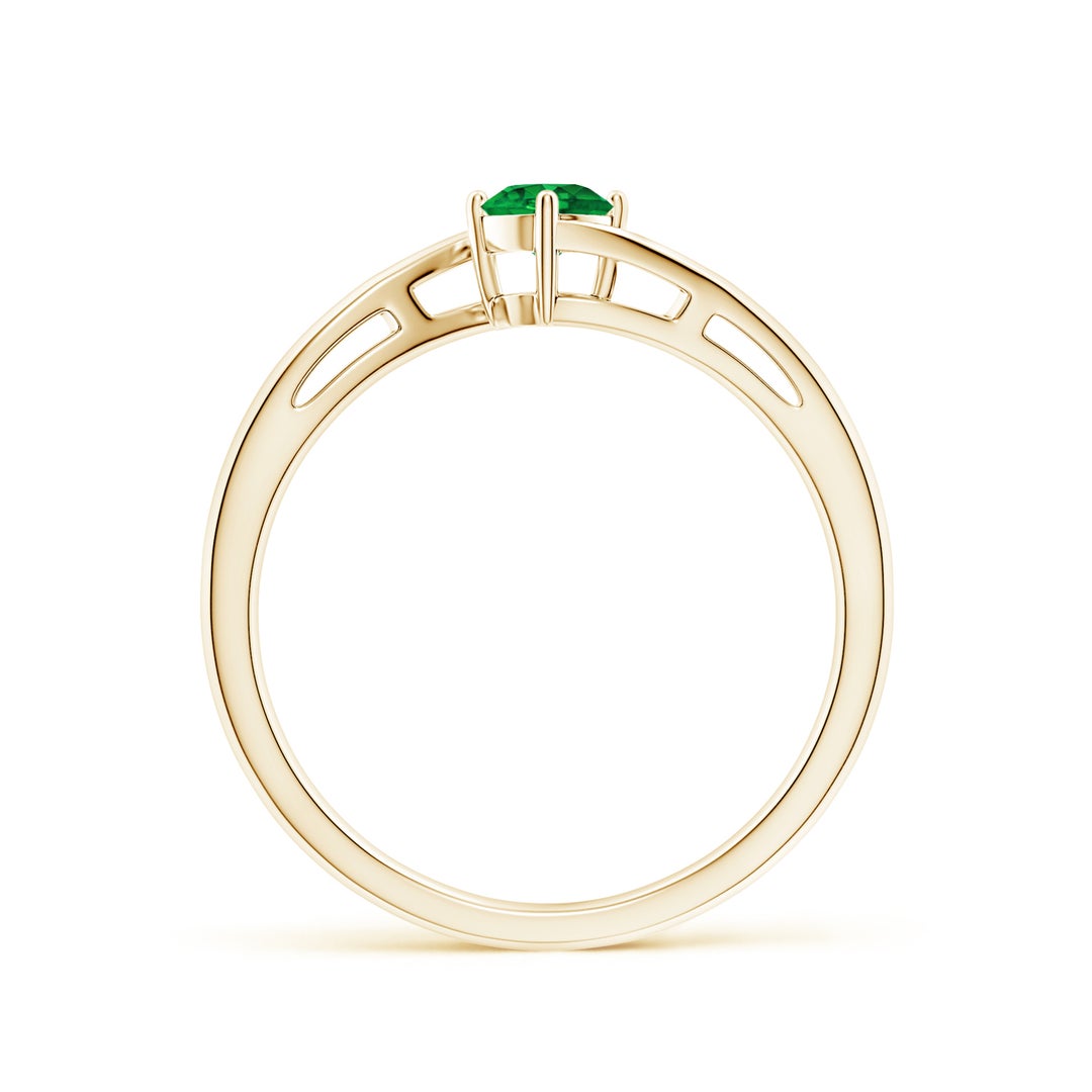 Bypass Round Cut Lab-Created Emerald Solitaire Promise Ring