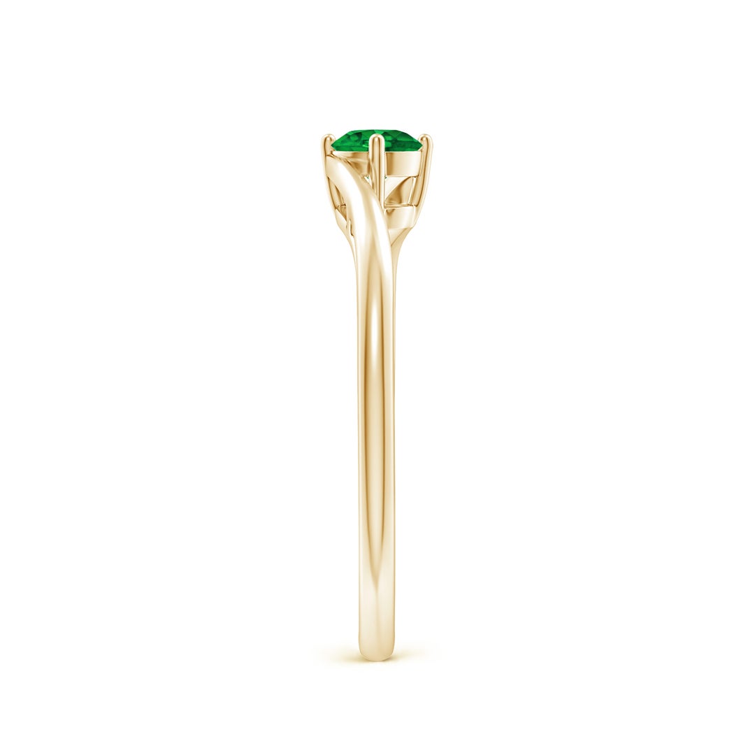 Bypass Round Cut Lab-Created Emerald Solitaire Promise Ring