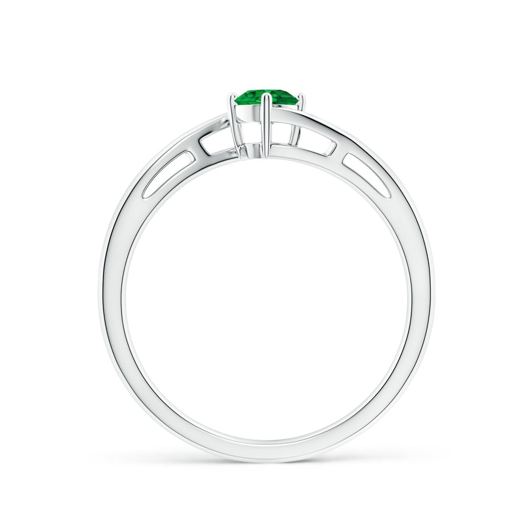 Bypass Round Cut Lab-Created Emerald Solitaire Promise Ring