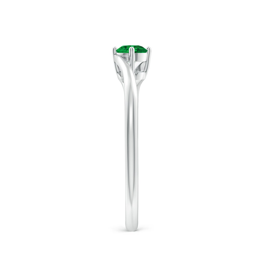 Bypass Round Cut Lab-Created Emerald Solitaire Promise Ring