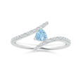 Bypass Trillion Aquamarine with Moissanite Accents Promise Ring