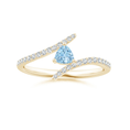 Bypass Trillion Aquamarine with Moissanite Accents Promise Ring
