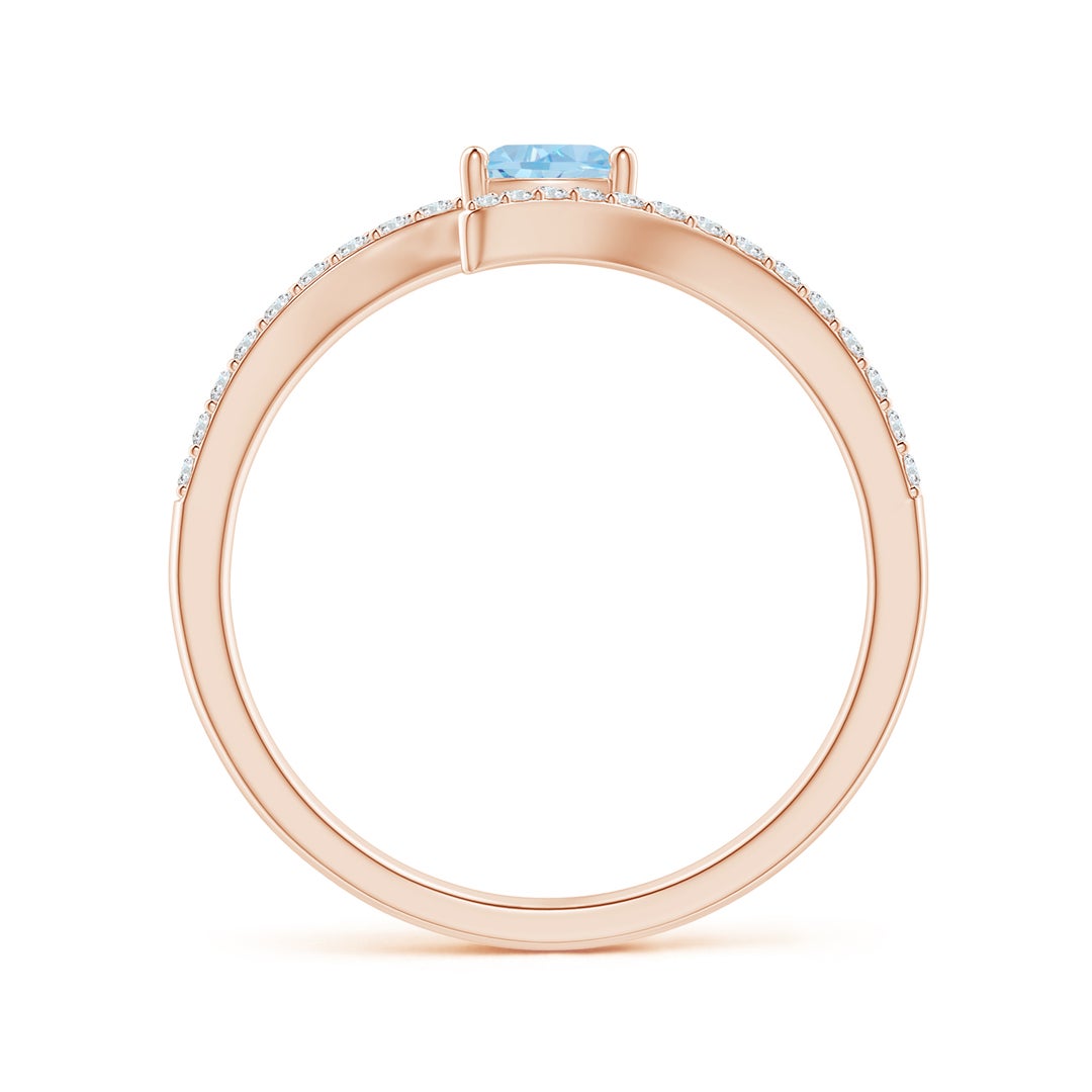 Bypass Trillion Aquamarine with Moissanite Accents Promise Ring