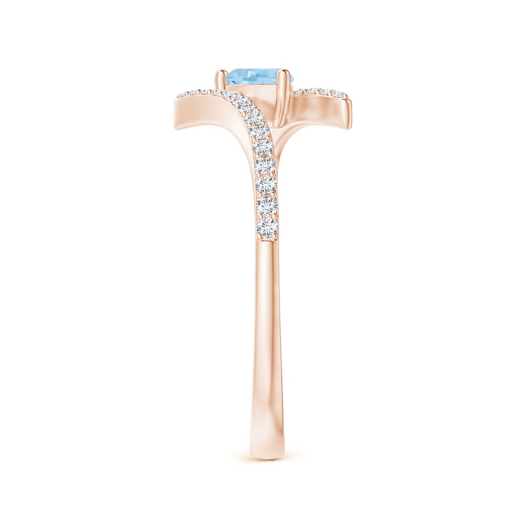 Bypass Trillion Aquamarine with Moissanite Accents Promise Ring