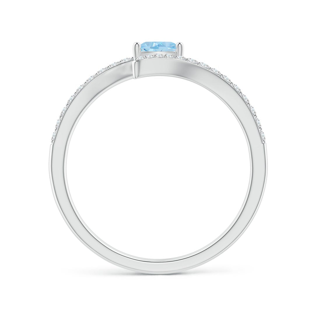 Bypass Trillion Aquamarine with Moissanite Accents Promise Ring