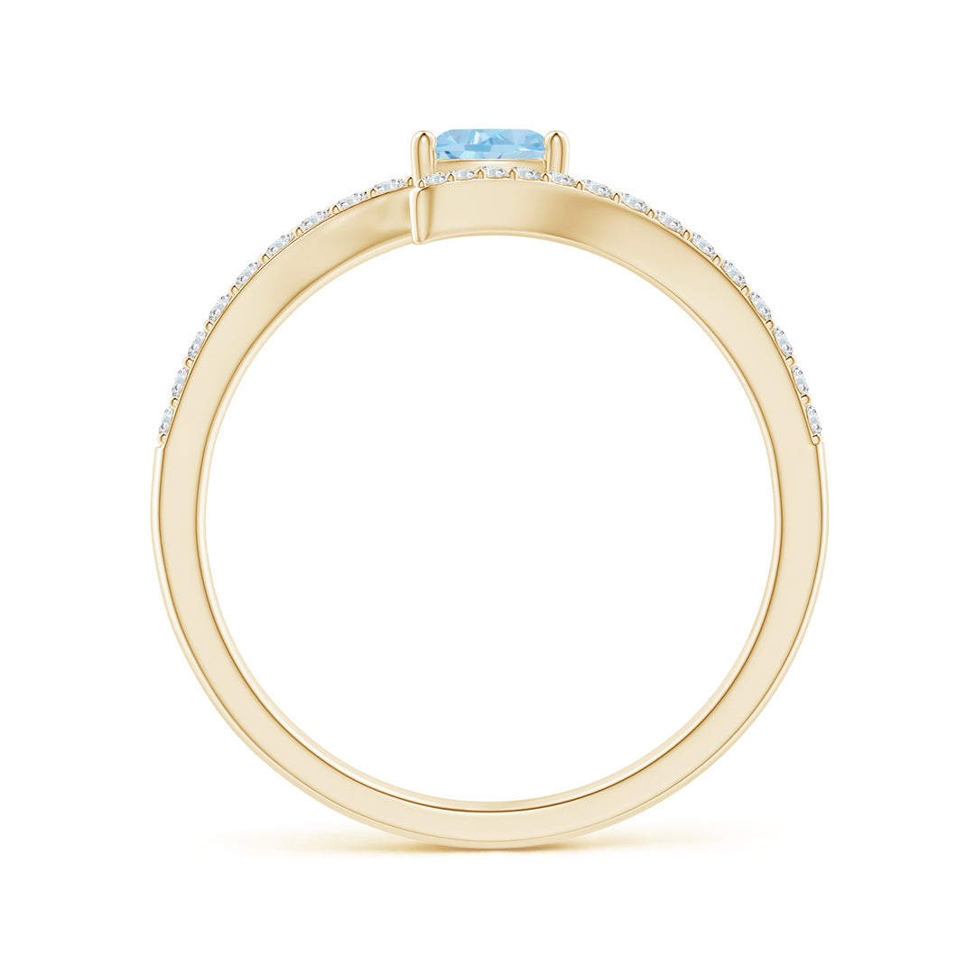 Bypass Trillion Aquamarine with Moissanite Accents Promise Ring