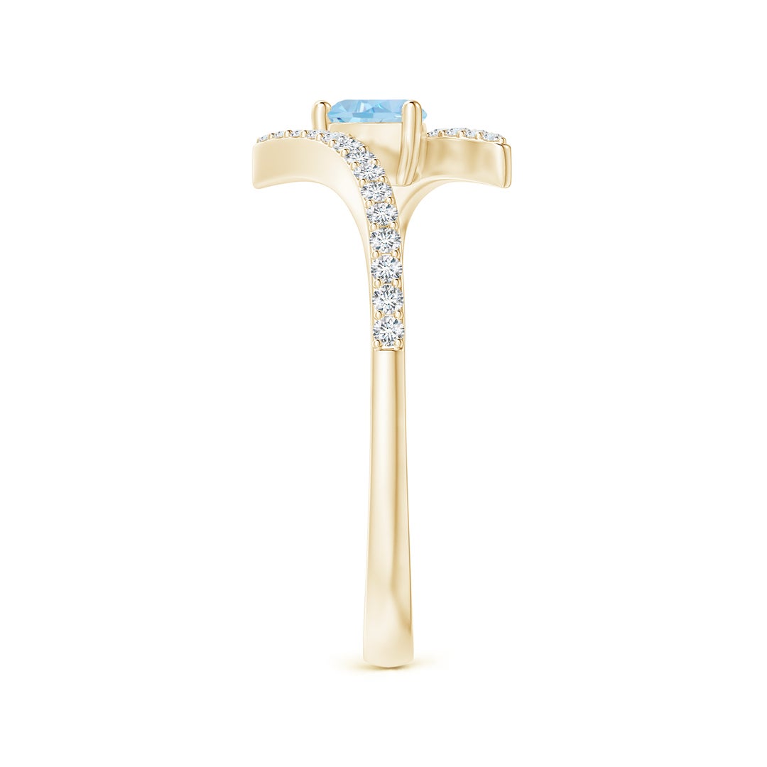 Bypass Trillion Aquamarine with Moissanite Accents Promise Ring