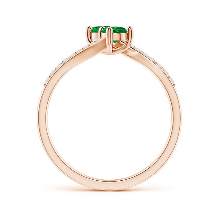 Bypass Two-Stone Round Lab-Created Emerald Promise Ring