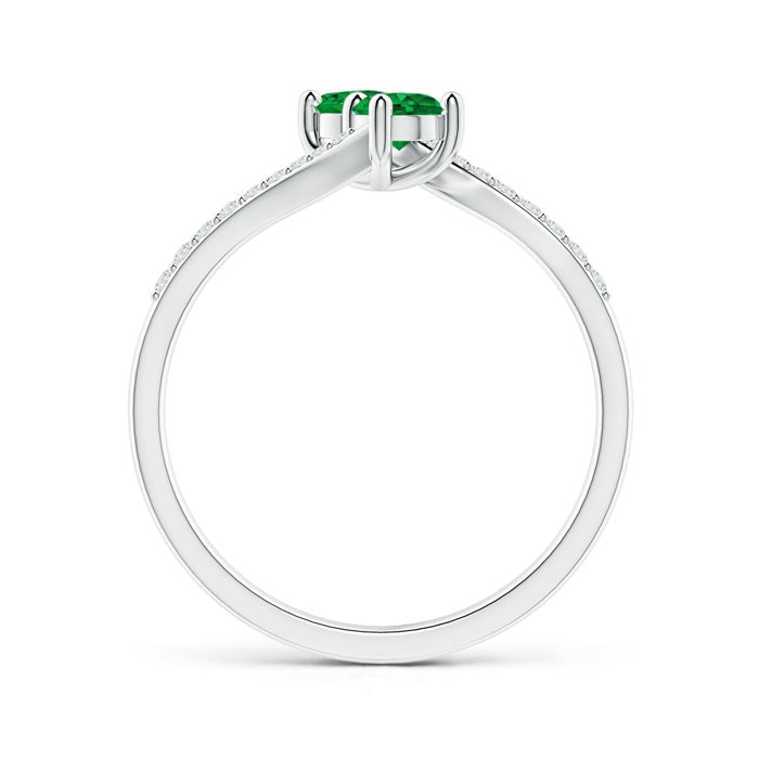 Bypass Two-Stone Round Lab-Created Emerald Promise Ring