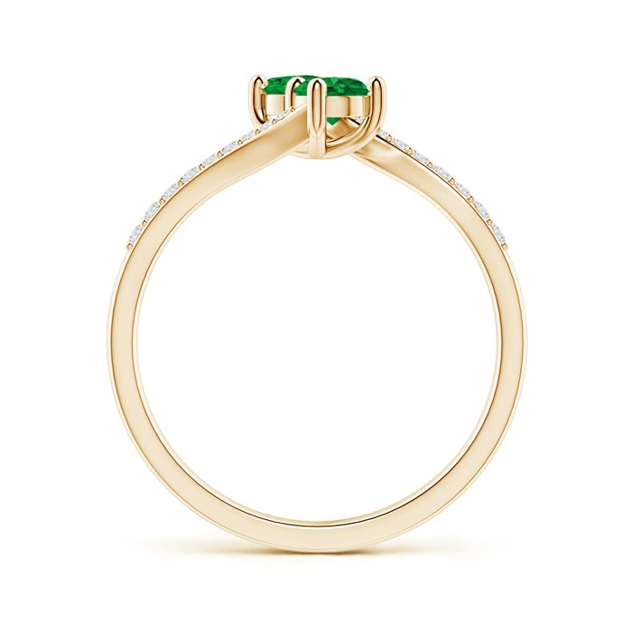 Bypass Two-Stone Round Lab-Created Emerald Promise Ring