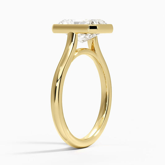 Custom Bezel Set Champagne Radiant Cut Moissanite Engagement Ring