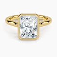 Load image into Gallery viewer, Custom Bezel Set Champagne Radiant Cut Moissanite Engagement Ring

