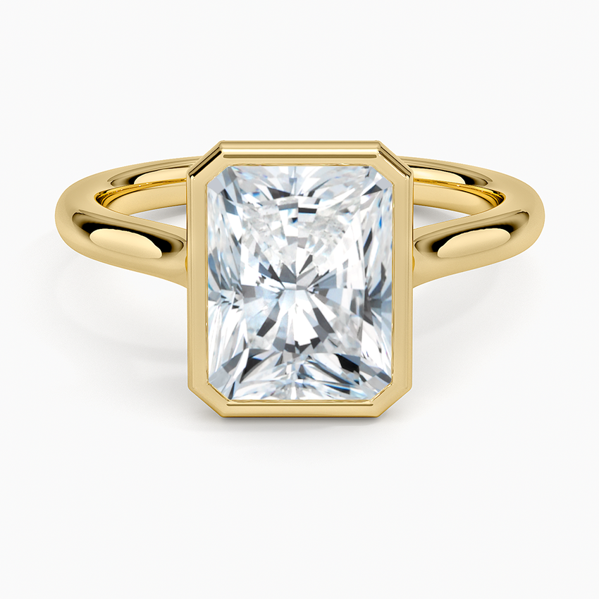 Custom Bezel Set Champagne Radiant Cut Moissanite Engagement Ring