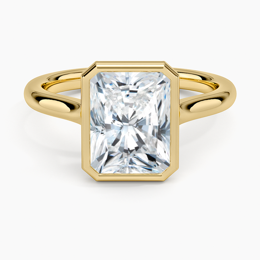 Custom Bezel Set Champagne Radiant Cut Moissanite Engagement Ring