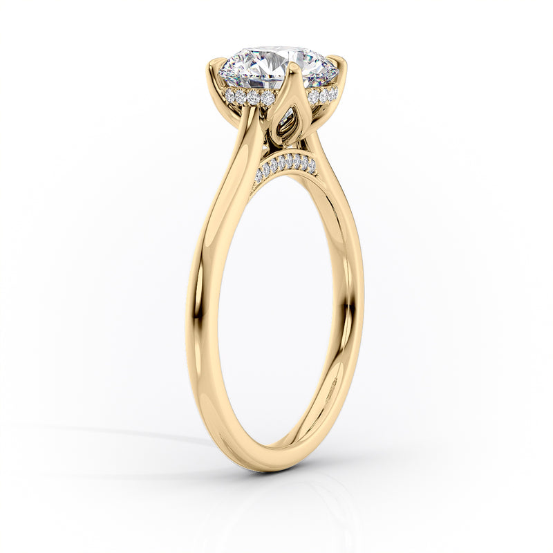 Cathedral Oval Lab-Grown Diamond Petal Prongs Hidden Halo Engagement Ring