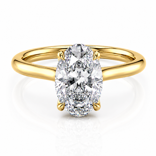 Cathedral Oval Lab-Grown Diamond Petal Prongs Hidden Halo Engagement Ring