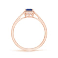 Cathedral Princess Cut Lab Sapphire with Halo Moissanite Promise Ring