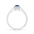 Cathedral Princess Cut Lab Sapphire with Halo Moissanite Promise Ring