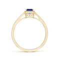 Cathedral Princess Cut Lab Sapphire with Halo Moissanite Promise Ring