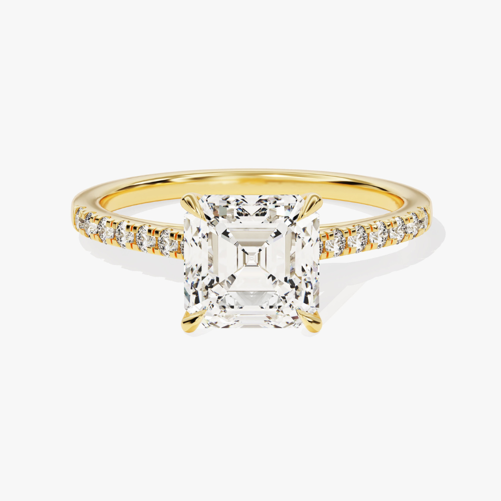 Cathedral Asscher Cut Moissanite Engagement Ring
