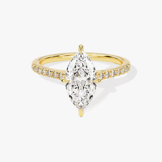 Cathedral Marquise Cut Moissanite Engagement Ring