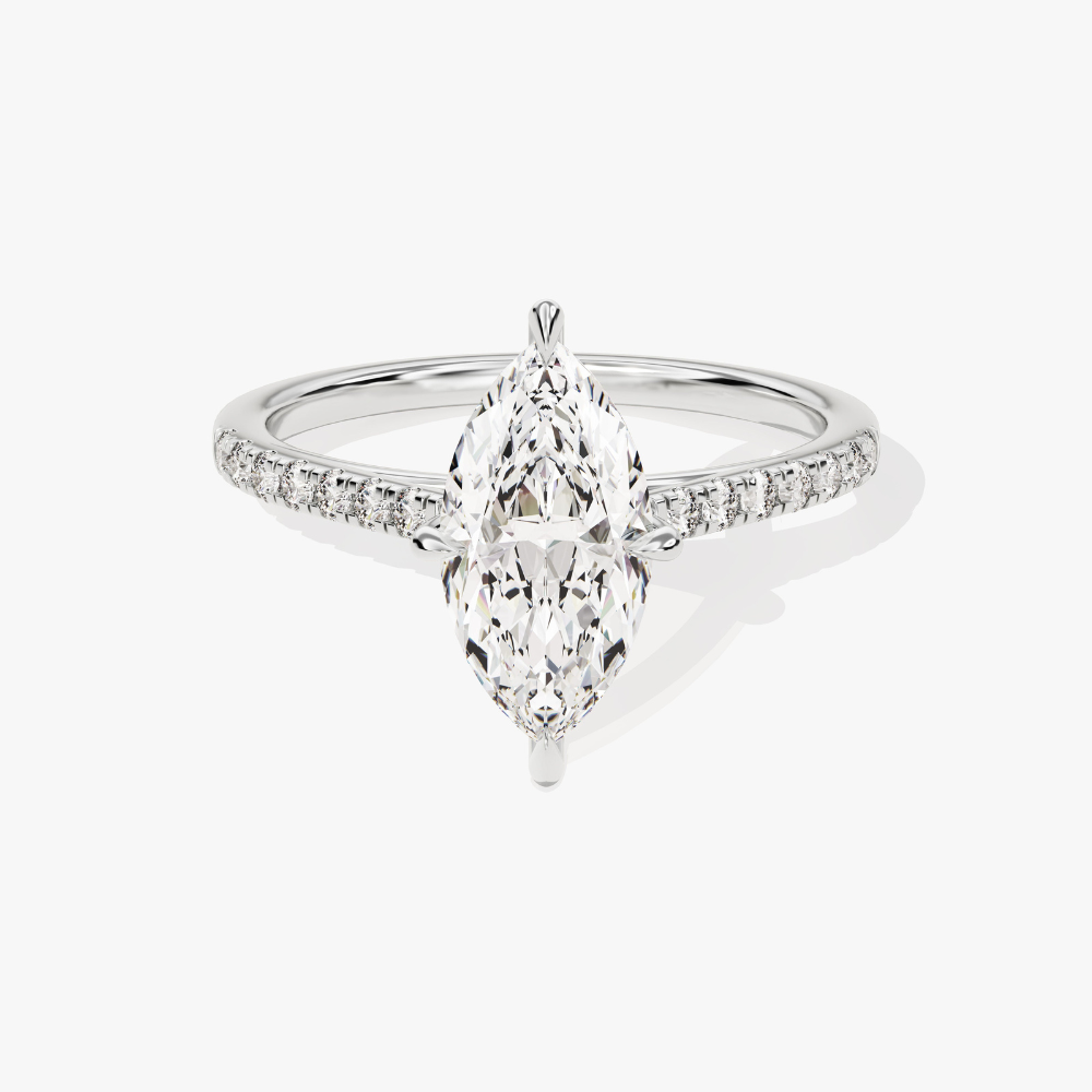 Cathedral Marquise Cut Moissanite Engagement Ring