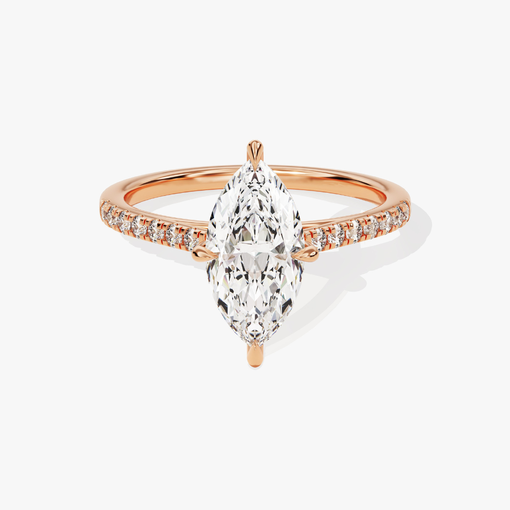 Cathedral Marquise Cut Moissanite Engagement Ring