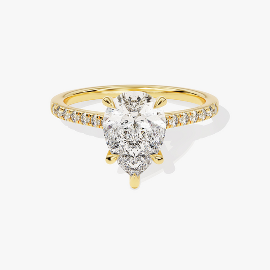 Cathedral Pear Cut Moissanite Engagement Ring