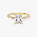 Cathedral Radiant Cut Moissanite Engagement Ring with Hidden Halo