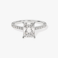 Cathedral Radiant Cut Moissanite Engagement Ring with Hidden Halo