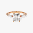 Cathedral Radiant Cut Moissanite Engagement Ring with Hidden Halo